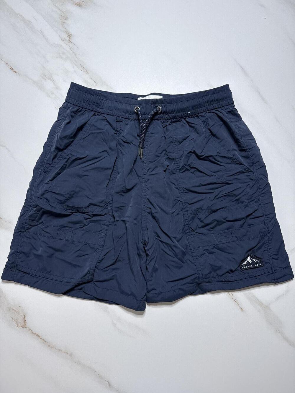 Abercrombie Kids Navy Woven Track Cargo Shorts - Boys 15/16